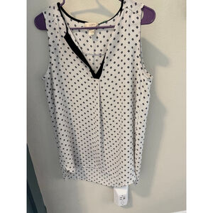 LOFT White & Black Floral Blouse, Size M